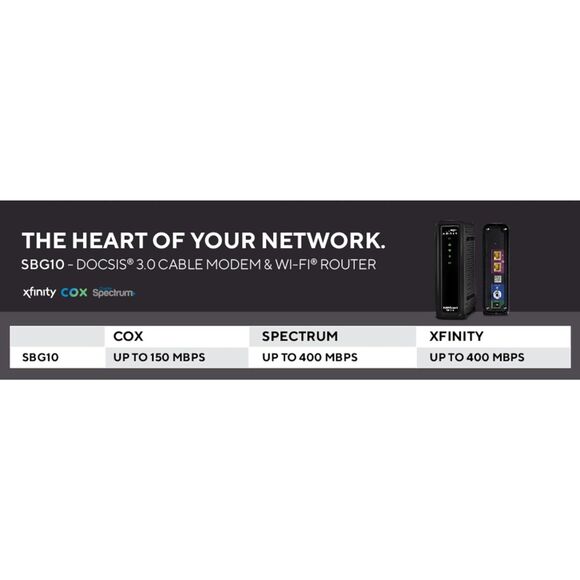 ARRIS SBG10 SURFboard DOCSIS 3.0 Cable Modem & Wi-Fi® Router - New - Picture 3 of 7